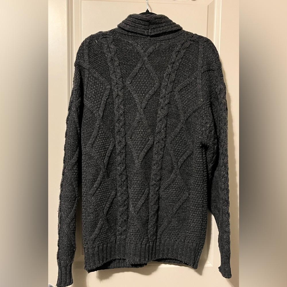 Aran Crafts Shawl Neck Diamond Merino Wool Cardigan Small - Picture 4 of 5